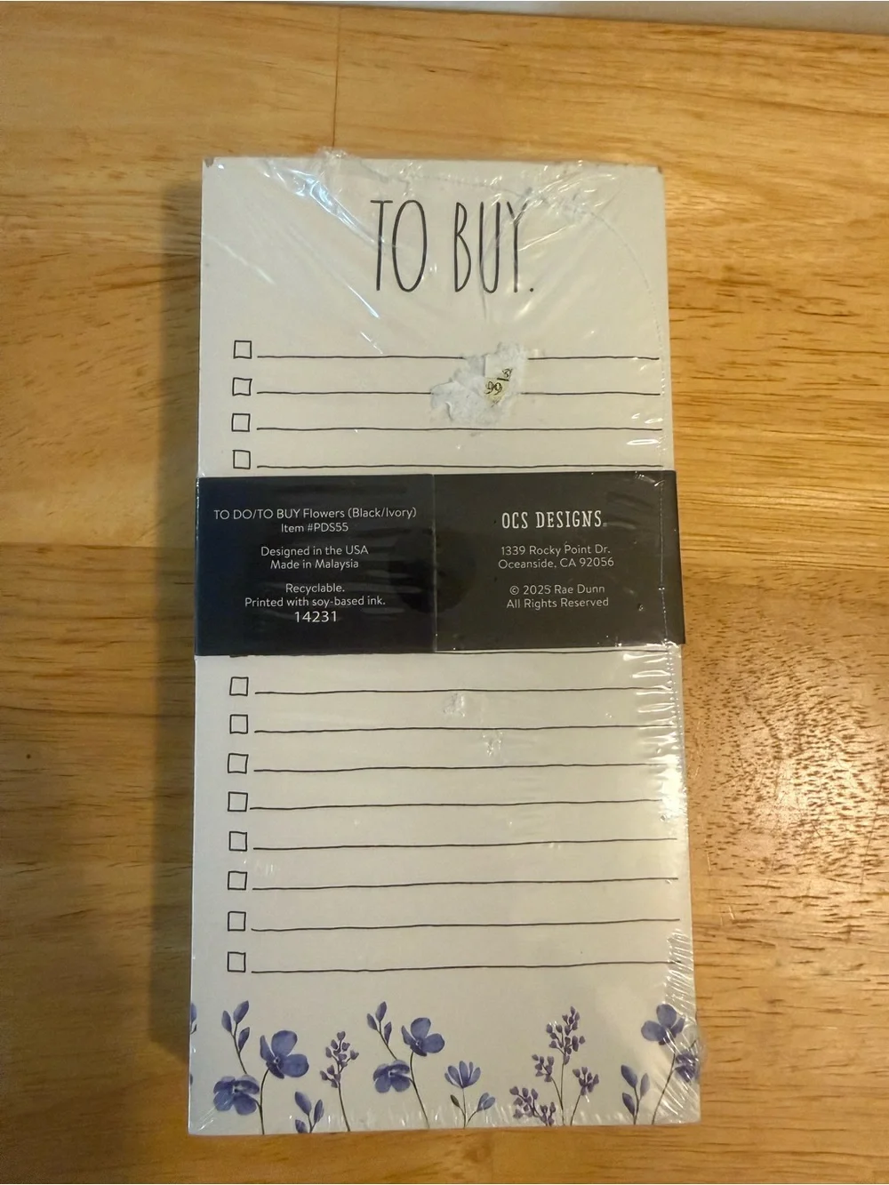 Rae Dunn White Notepad Set with Purple Floral Accents